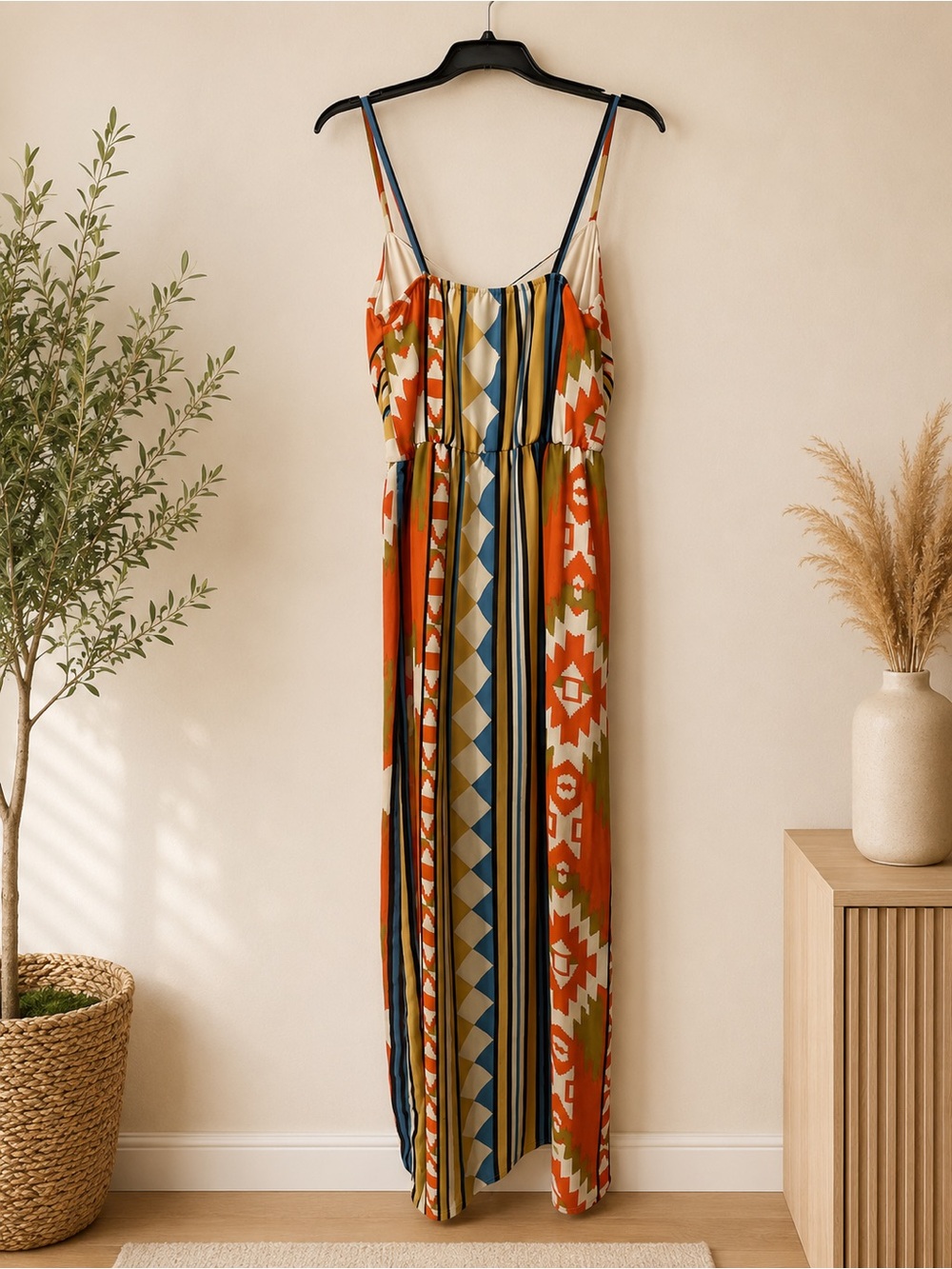Ruby Rox Multicolor Geometric Boho Maxi Dress Size Small - Picture 4 of 8